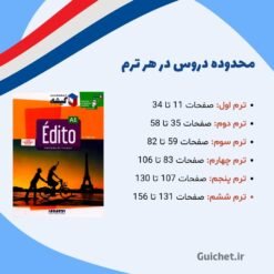 محدوده درسی در هر ترم برای کلاس فرانسه A1