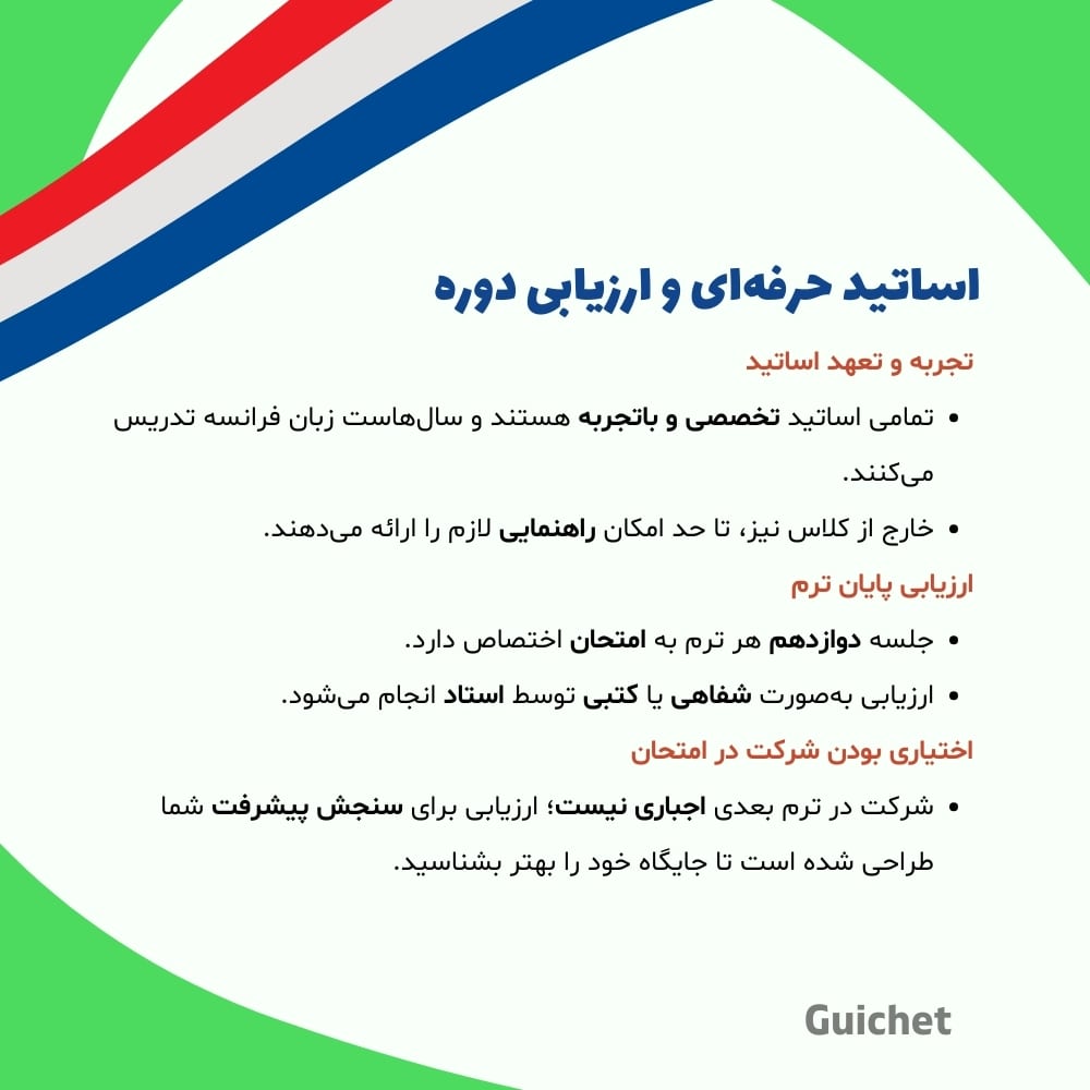 معرفی اساتید و روش ارزیابی کلاس فرانسه B2