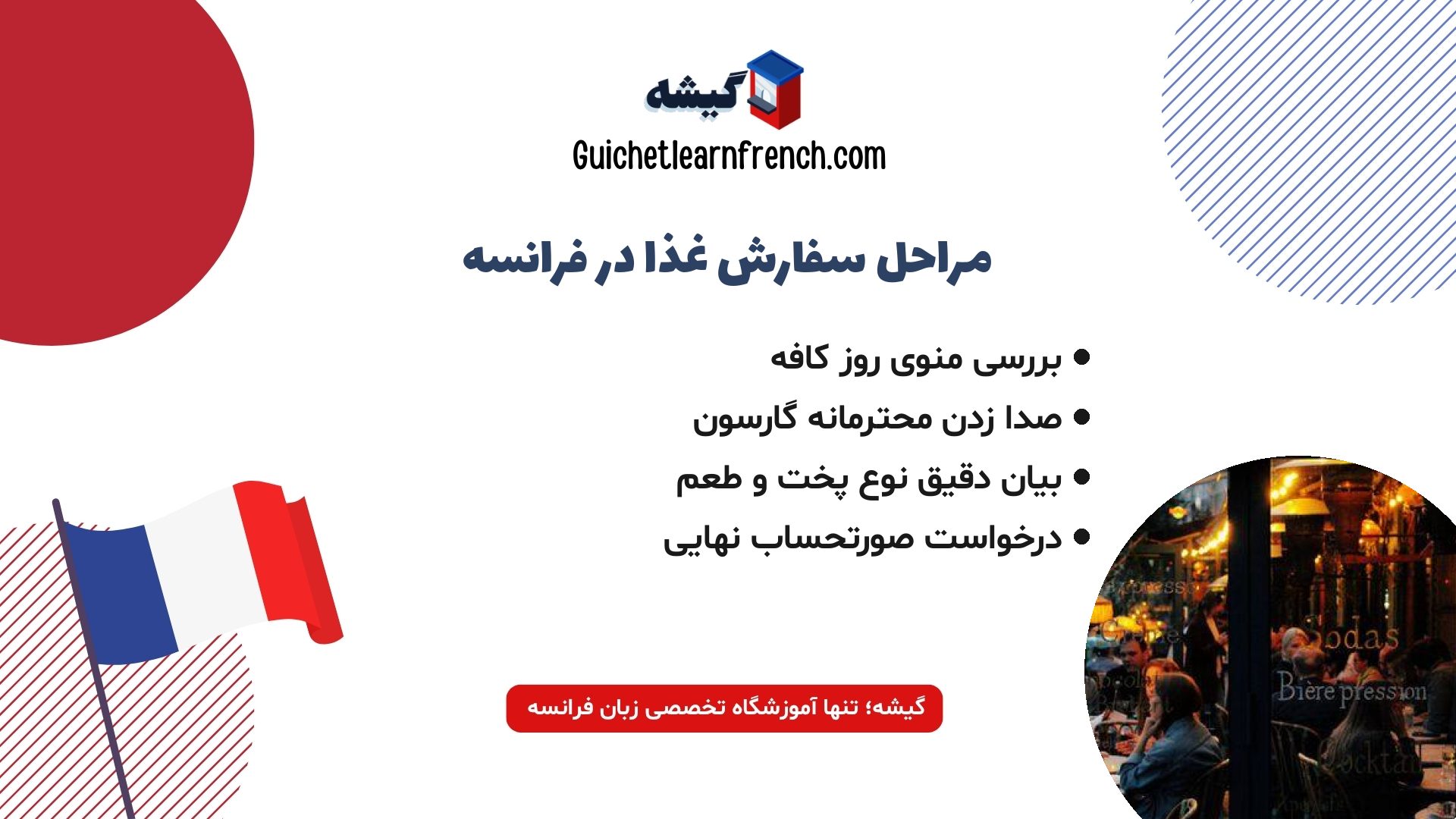 نکات و مراحل سفارش غذا و نوشیدنی به زبان فرانسوی