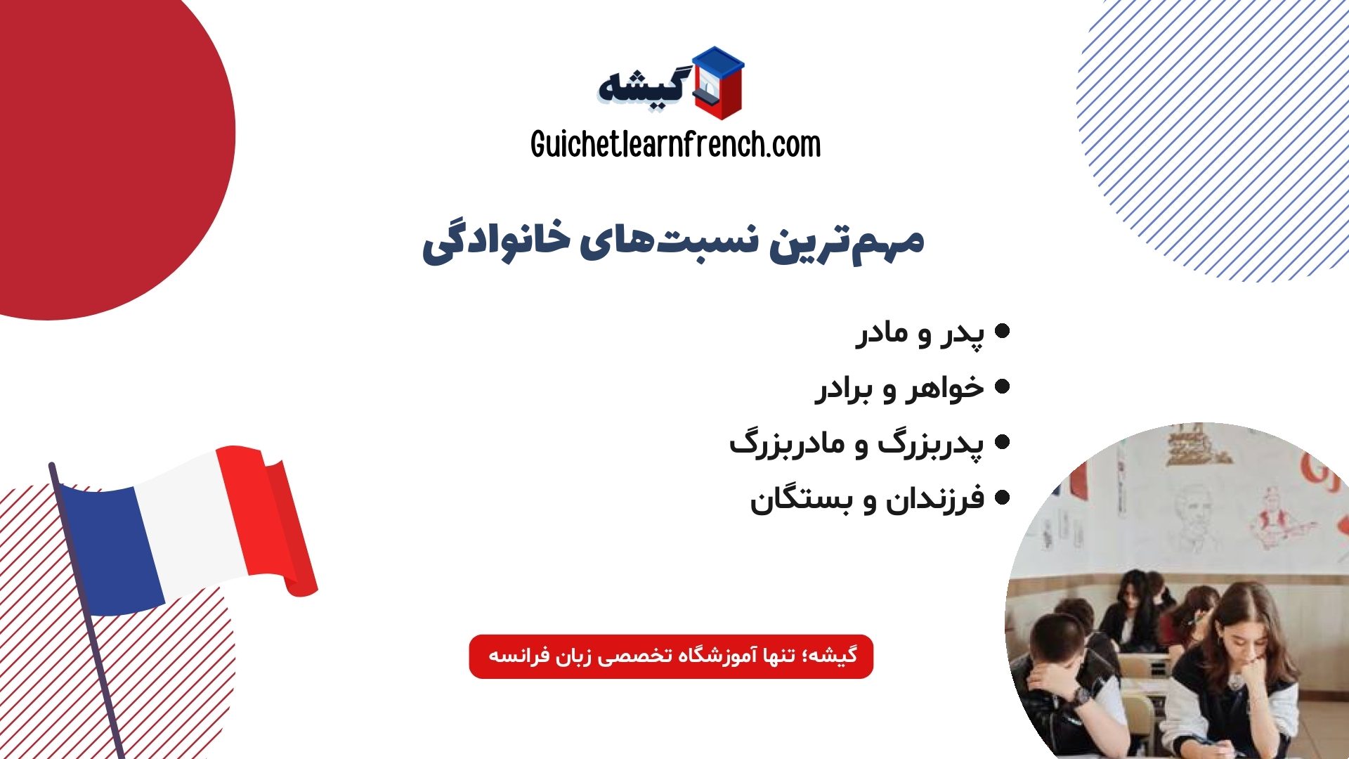 اسامی اعضای خانواده به زبان فرانسه با معنی فارسی