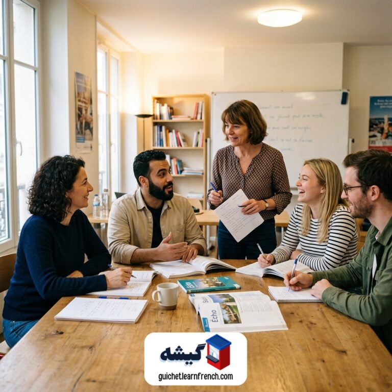 دانشجویان در حال یادگیری در کلاس زبان فرانسه